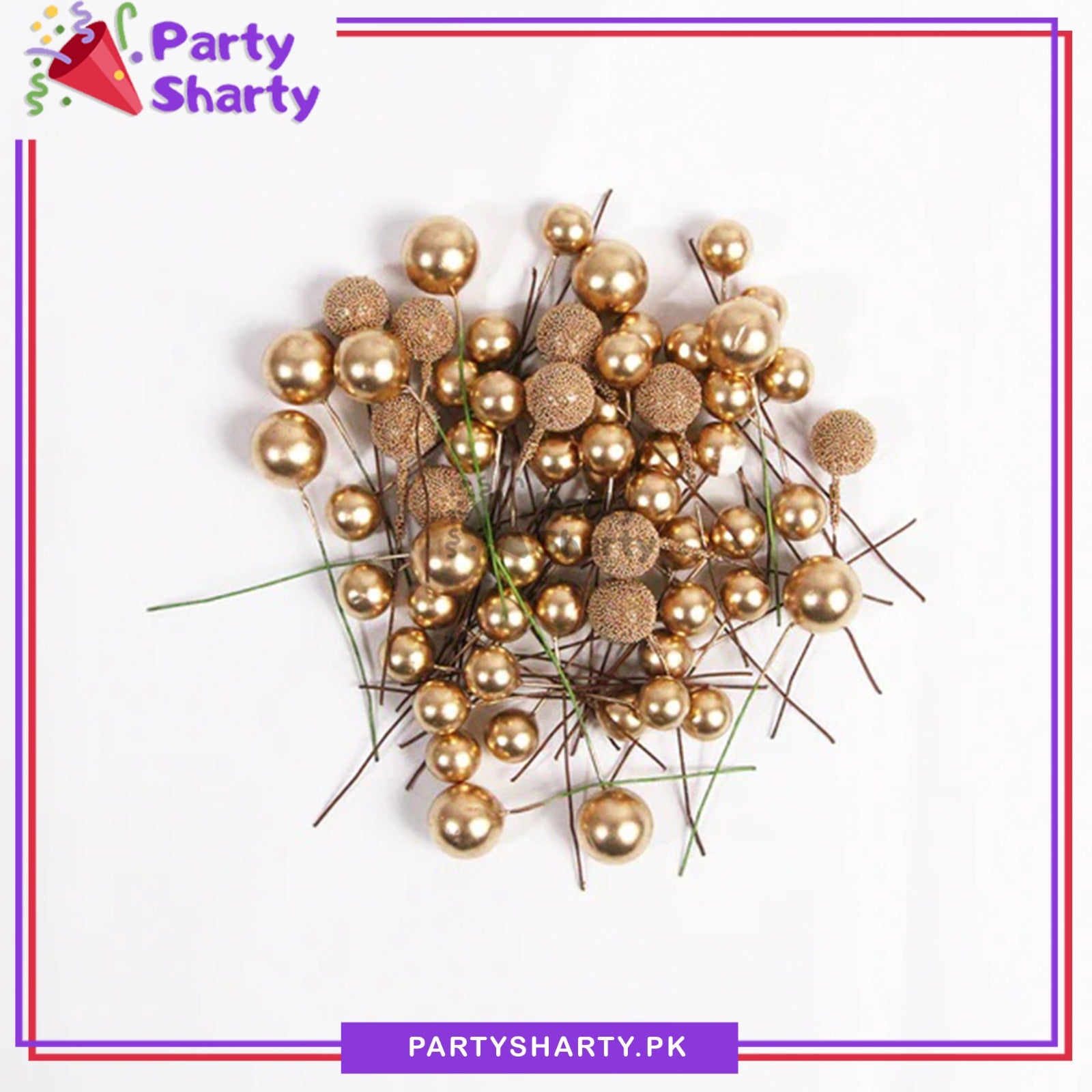 50pcs/Set Faux Golden Balls Cake Topper Decorative for Cakes Displays & Decoration
