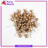 50pcs/Set Faux Golden Balls Cake Topper Decorative for Cakes Displays & Decoration