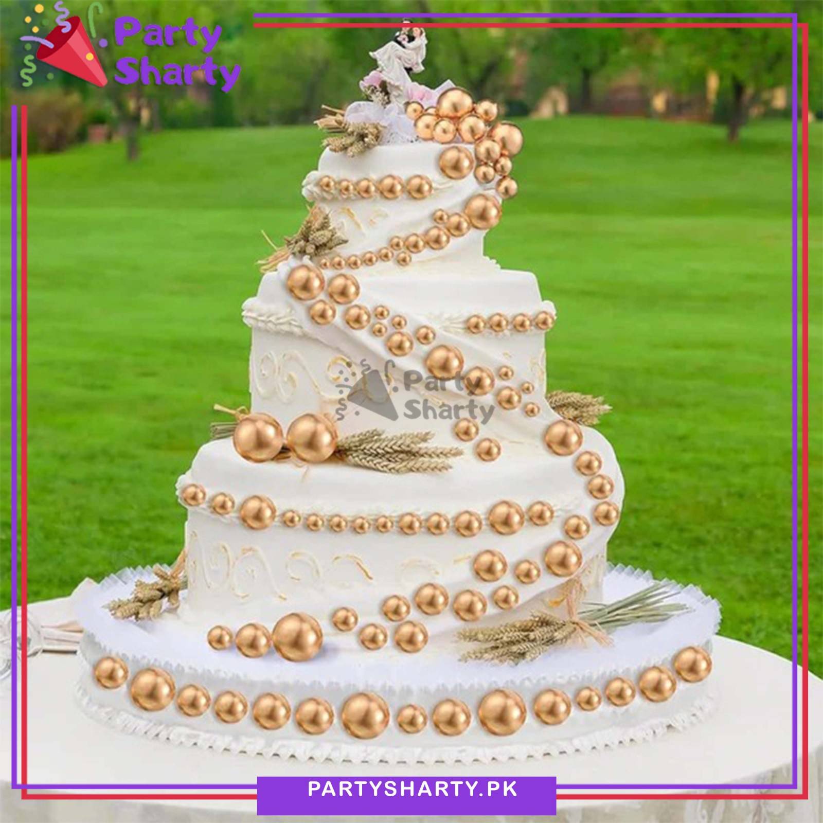 50pcs/Set Faux Golden Balls Cake Topper Decorative for Cakes Displays & Decoration