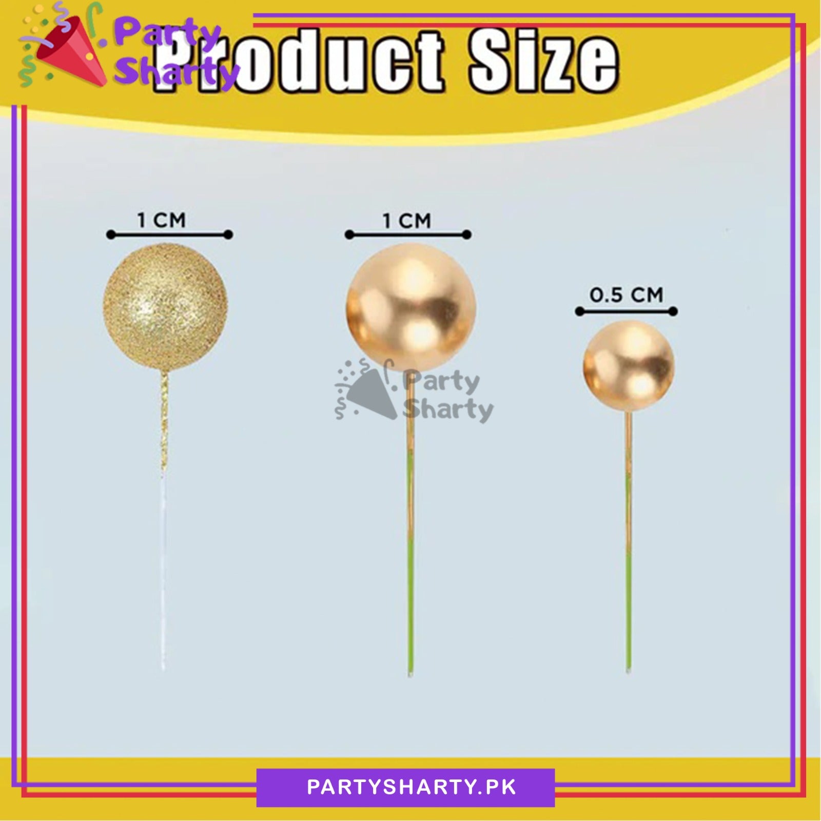 50pcs/Set Faux Golden Balls Cake Topper Decorative for Cakes Displays & Decoration