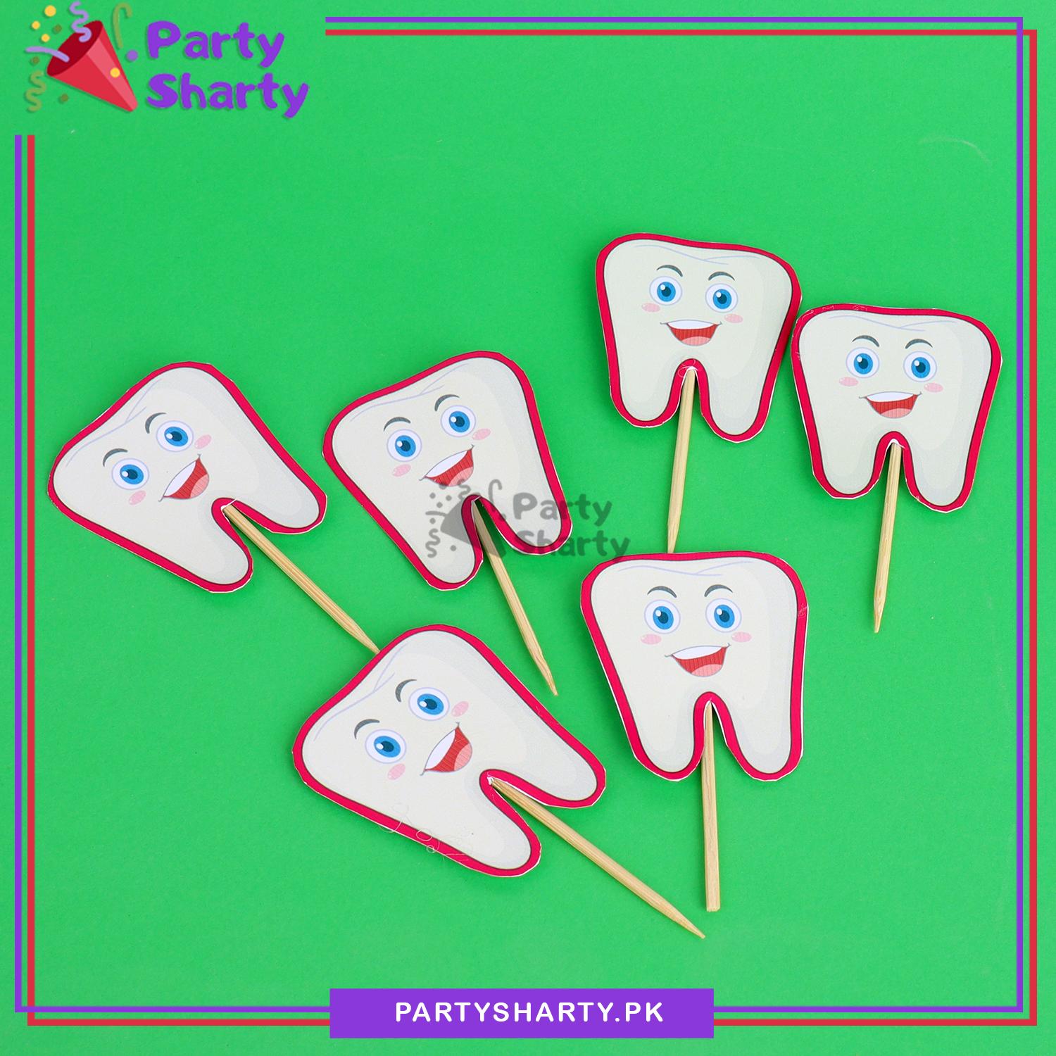 6pcs / Set Cup Cake Topper for First Tooth Celebration and Decoration
