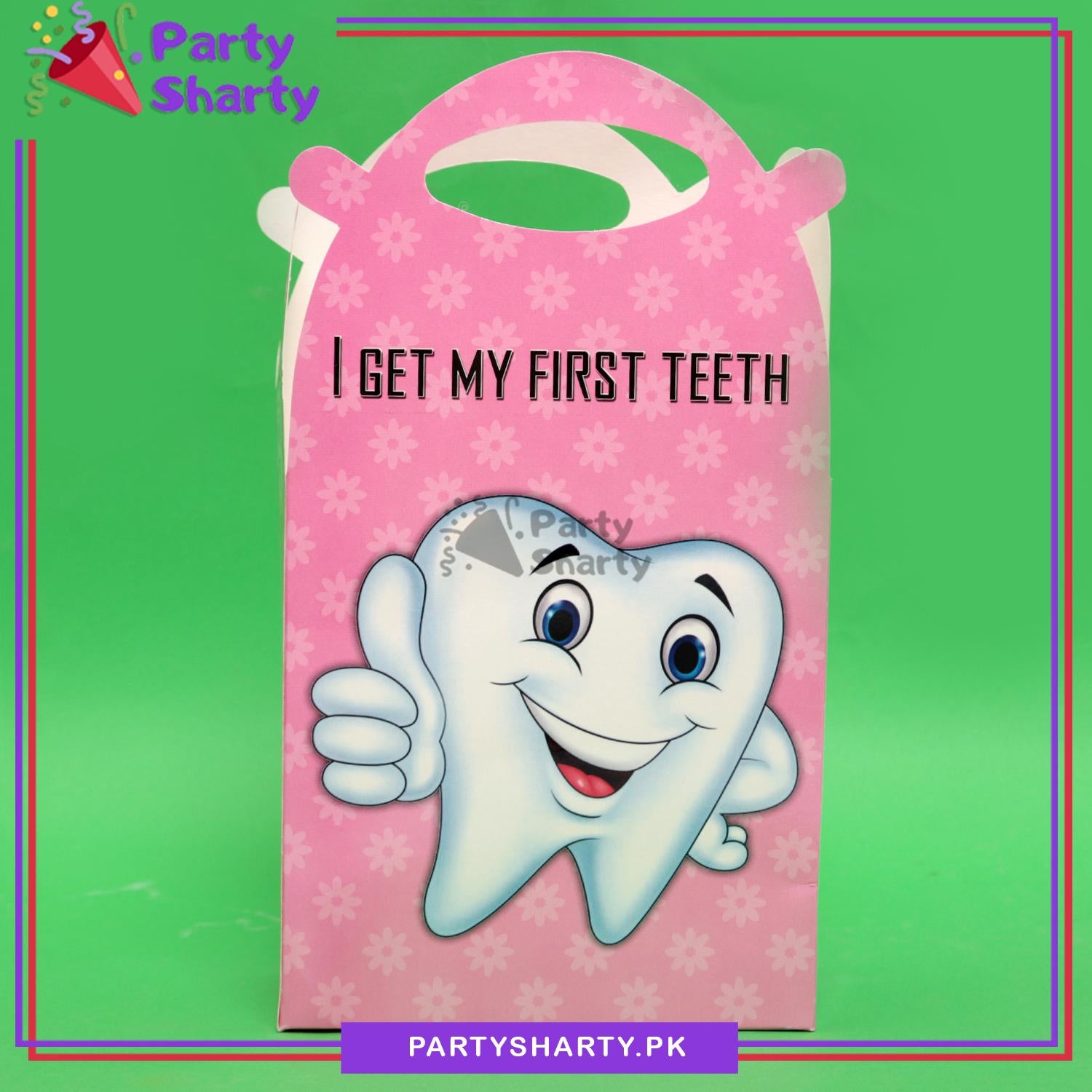 First Tooth Theme Goody Boxes Pack of 6 For Theme Birthday Decoration and Celebration