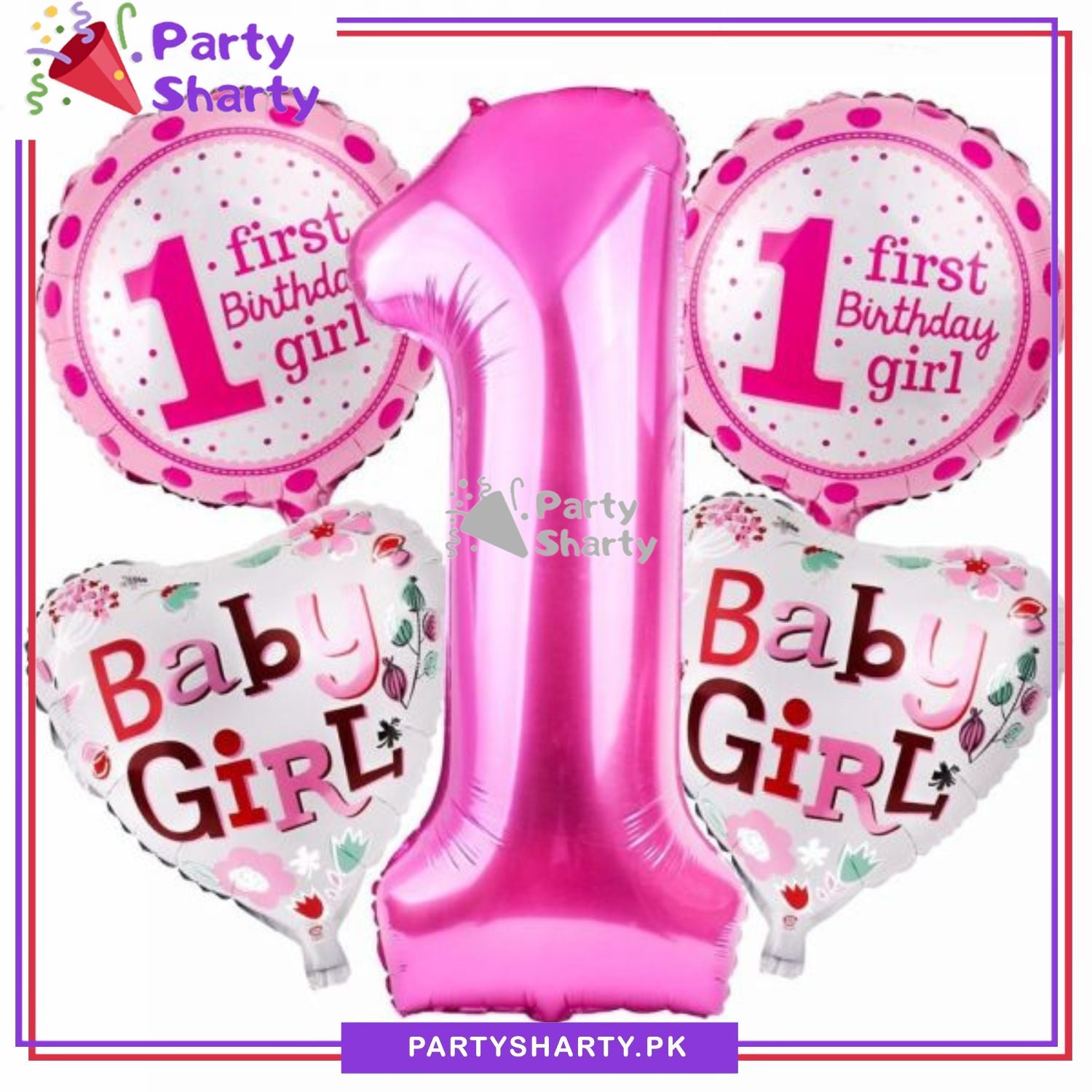 First Birthday Boy / Girl Foil Balloons for Decoration and Celebration (5 pcs / Set)