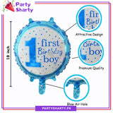 First Birthday Boy / Girl Round Foil Balloons for First Birthday Decoration and Celebration