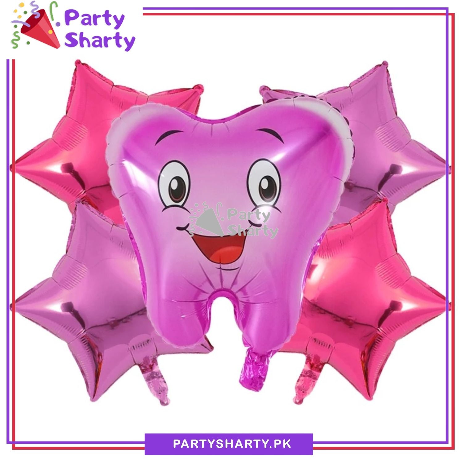 First Tooth 5 Pcs Foil Balloons For First Tooth Party Decoration and Celebration