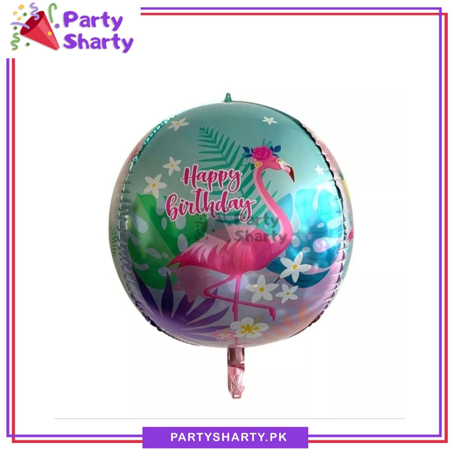 Flamingo Print 4D ORBZ Foil Helium Balloon For Flamingo Theme Decoration & Celebration