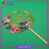 Happy Birthday Flamingo Theme Round Acrylic Cake Topper for Tropical Theme Based Party Decoration And Celebration