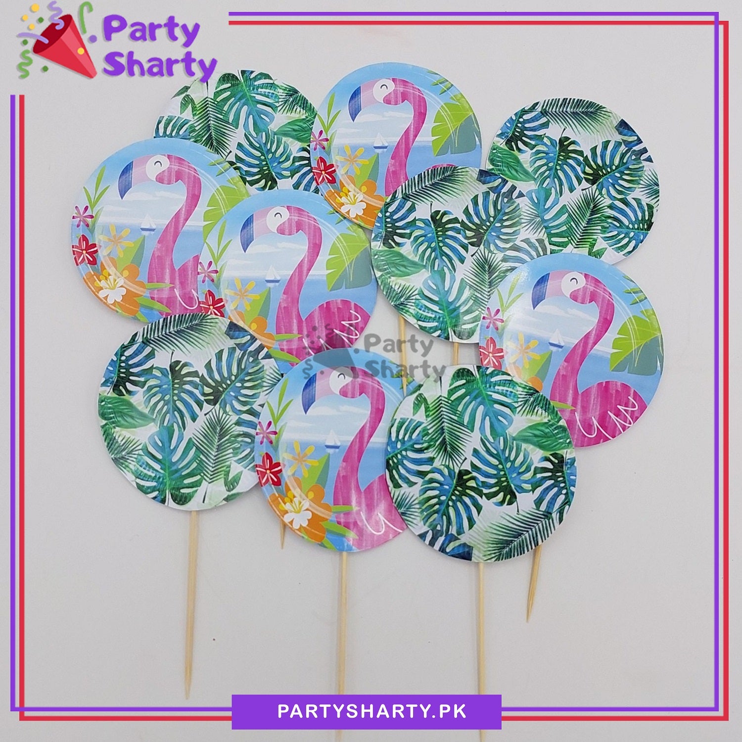 D-2 Flamingo Theme Cup Cake Topper For Flamingo Birthday Theme Party and Decoration