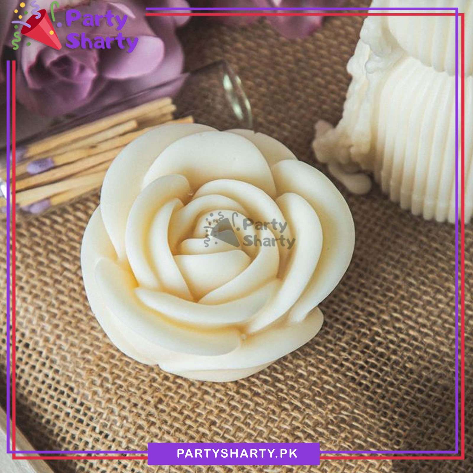 Rose Flower Shape Scented Candle For Room & Office Decoration