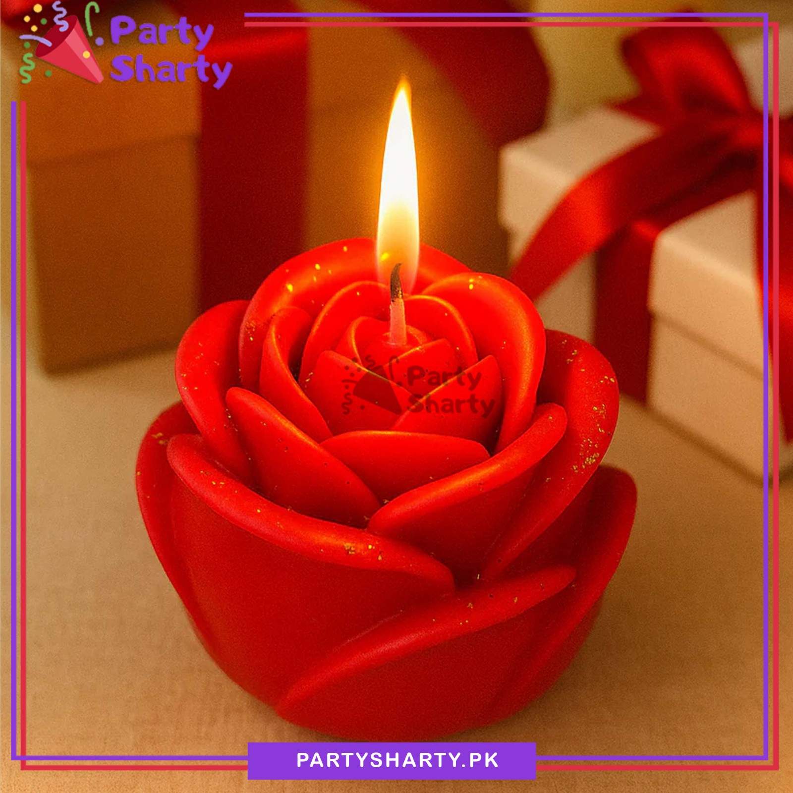 Rose Flower Shape Scented Candle For Room & Office Decoration