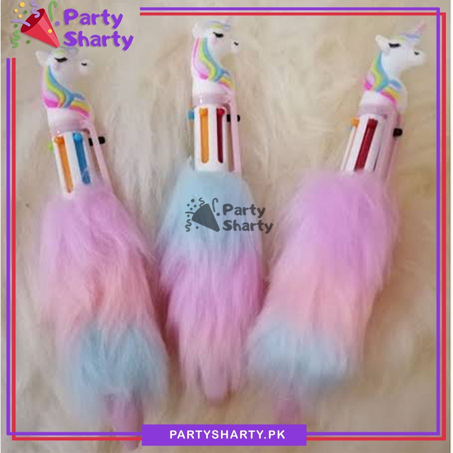 Cute Unicorn Fur / Sequence Color Pen Rainbow Hairy / 6 color Pens