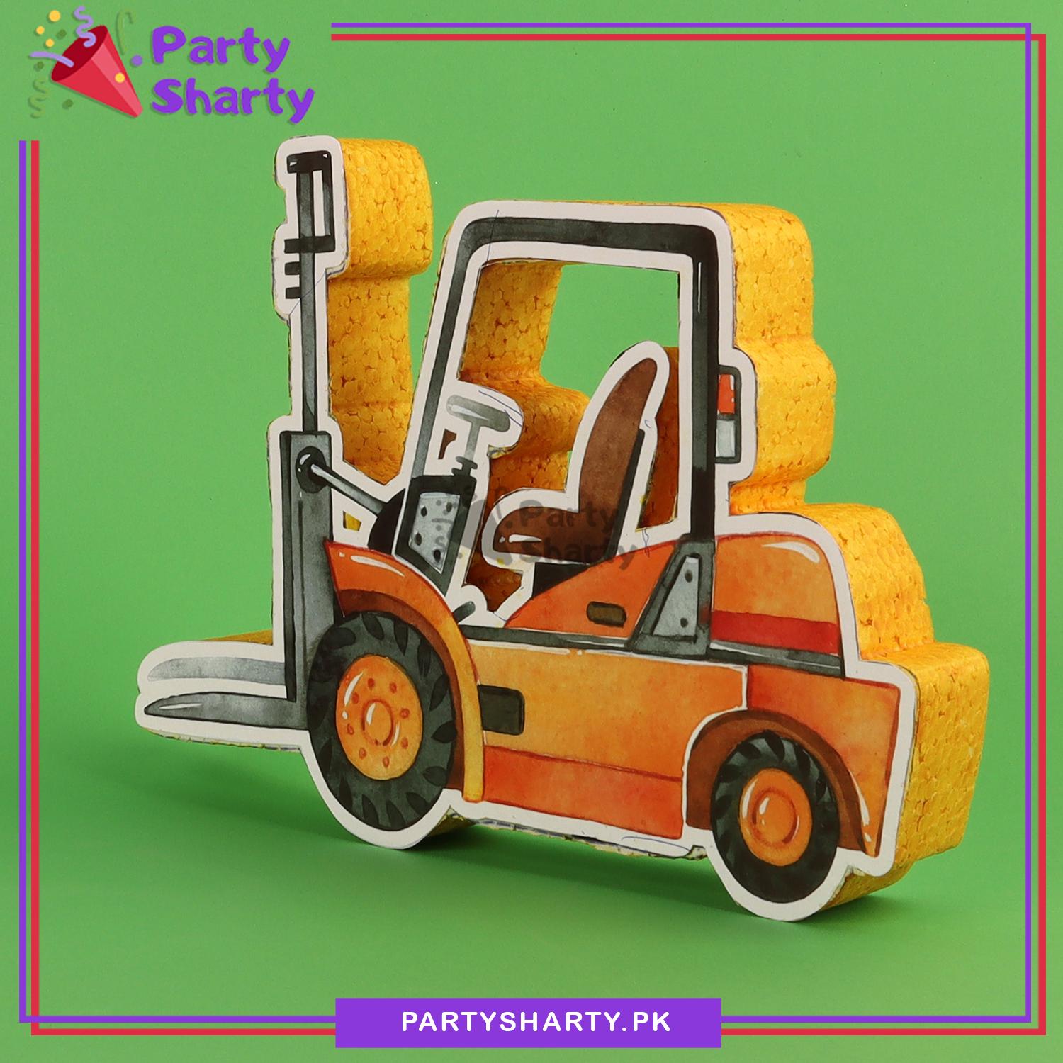 Forklift Thermocol Standee For Construction Theme Based Birthday Celebration and Party Decoration