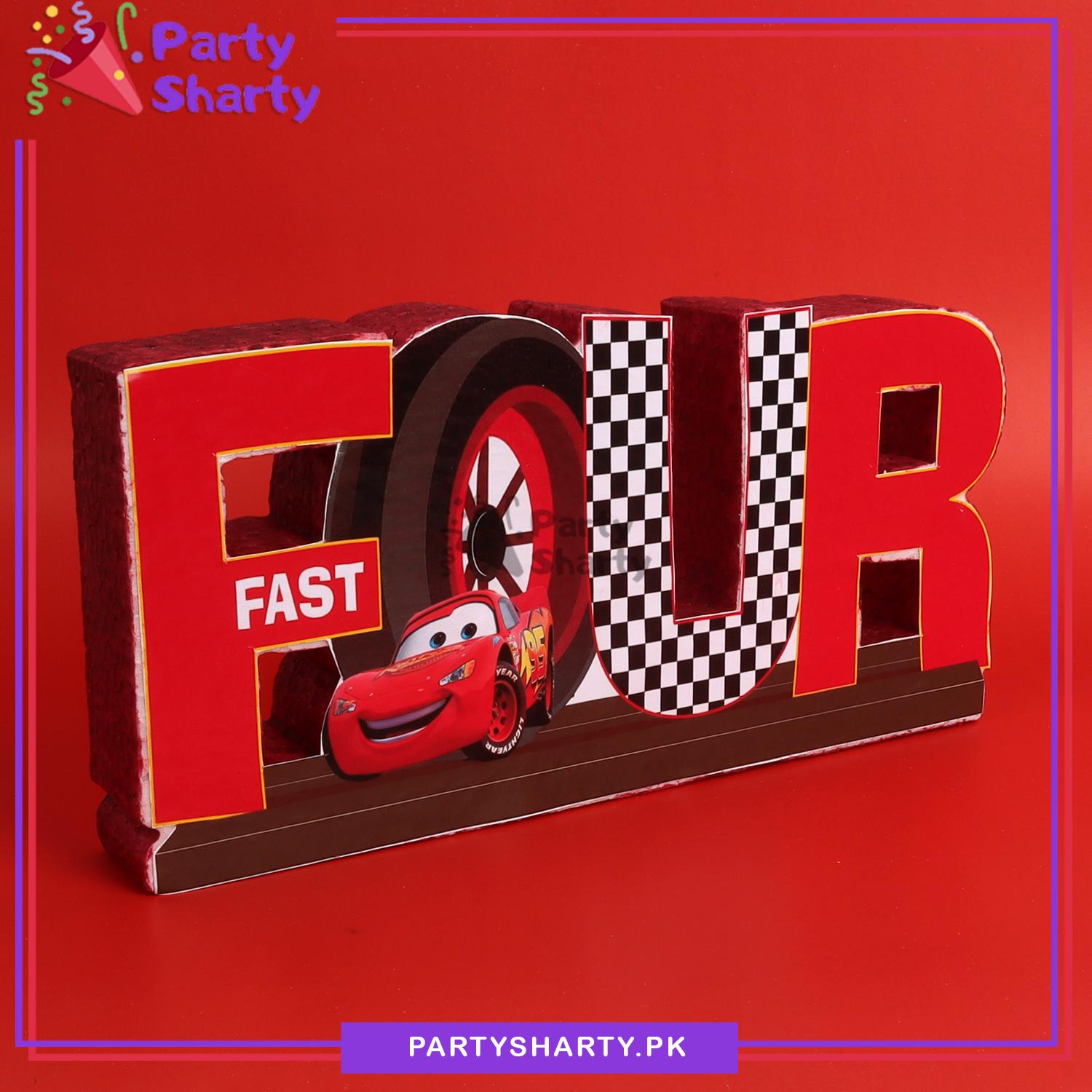 FOUR Thermocol Standee For Lightning McQueen Cars Theme Based Fourth Birthday Decoration