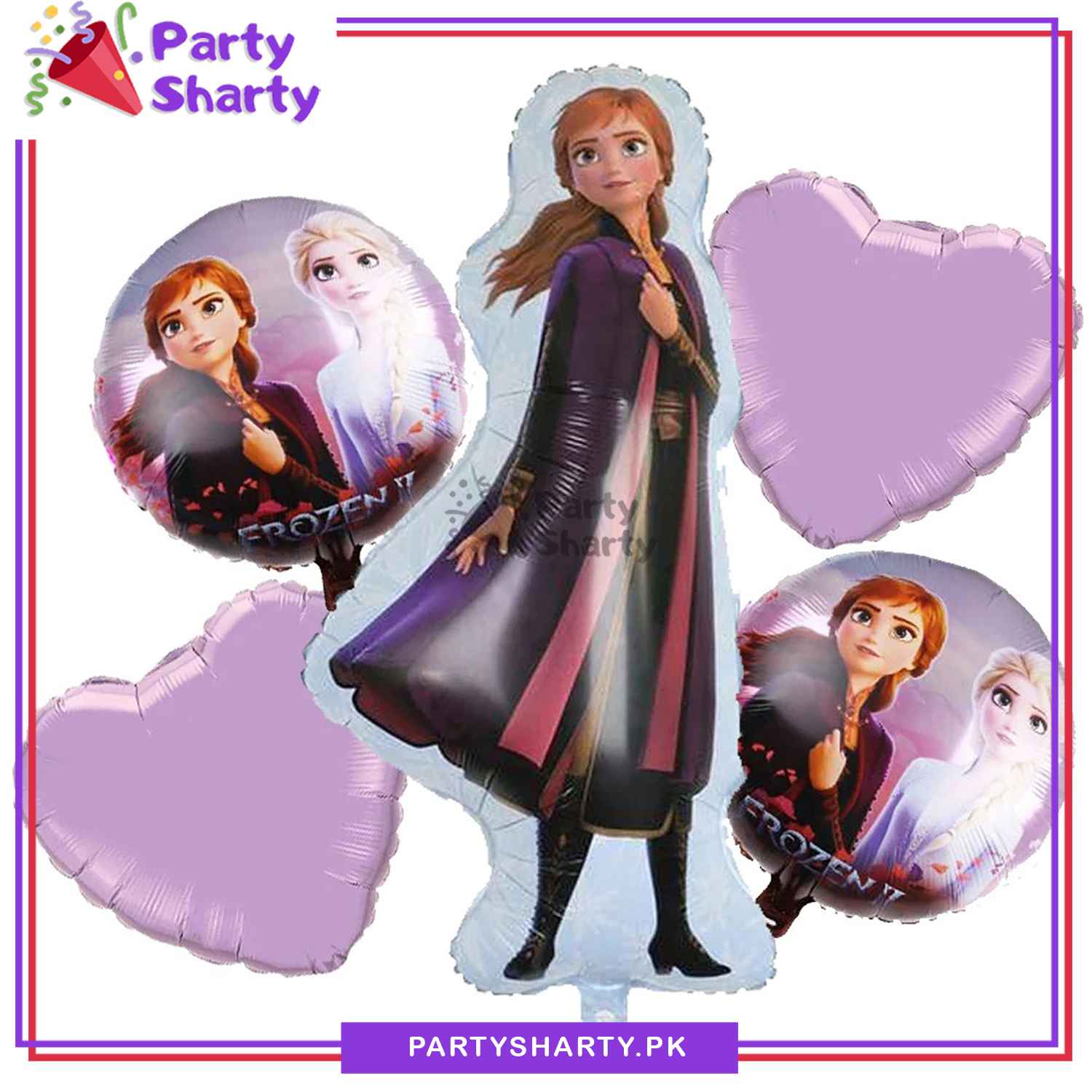 Frozen Anna Cartoon Foil Balloon Set - 5 Pieces For Frozen Theme Party and Decoration