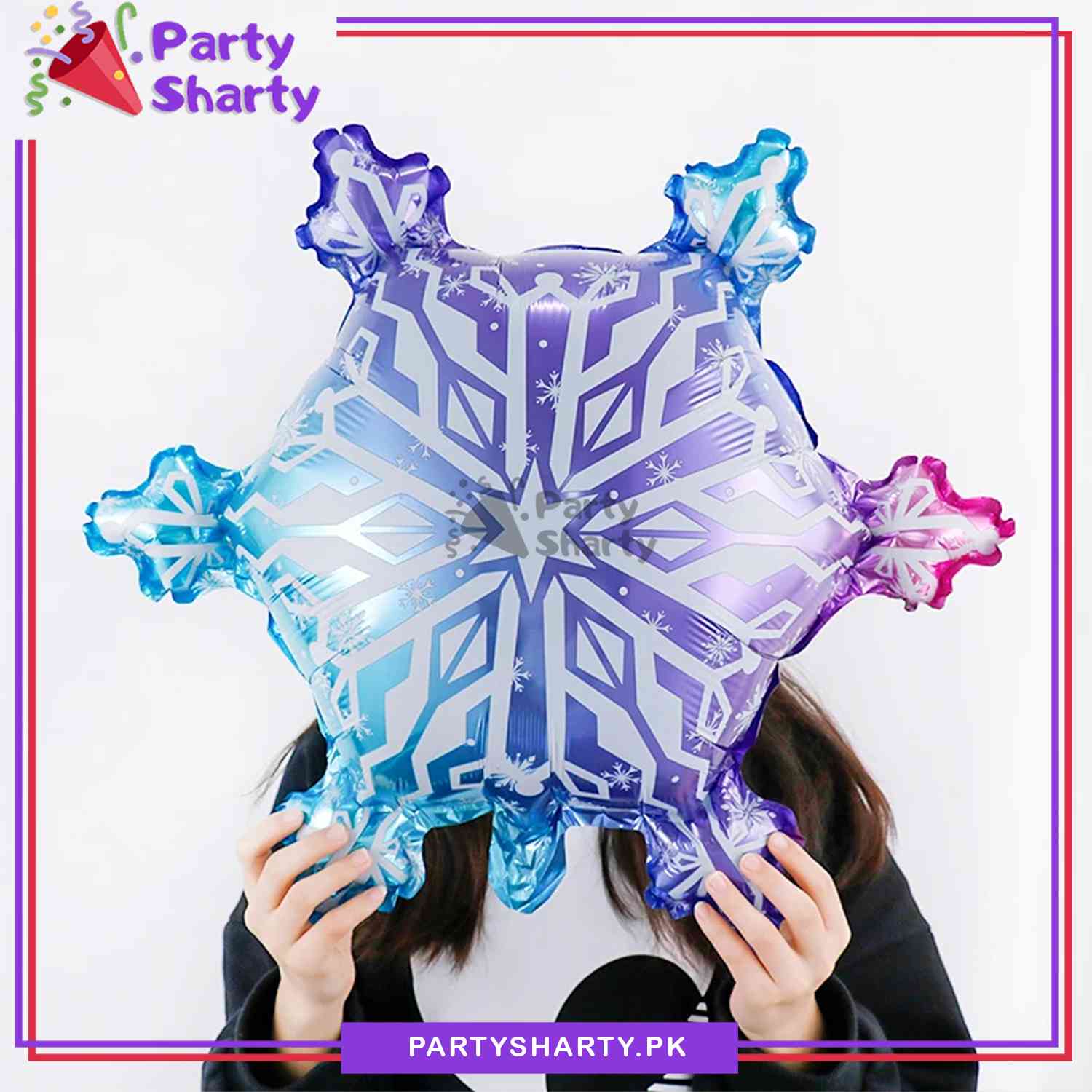 Frozen Snow Flake Shaped Foil Balloon for Frozen Theme Birthday Celebration and Decoration