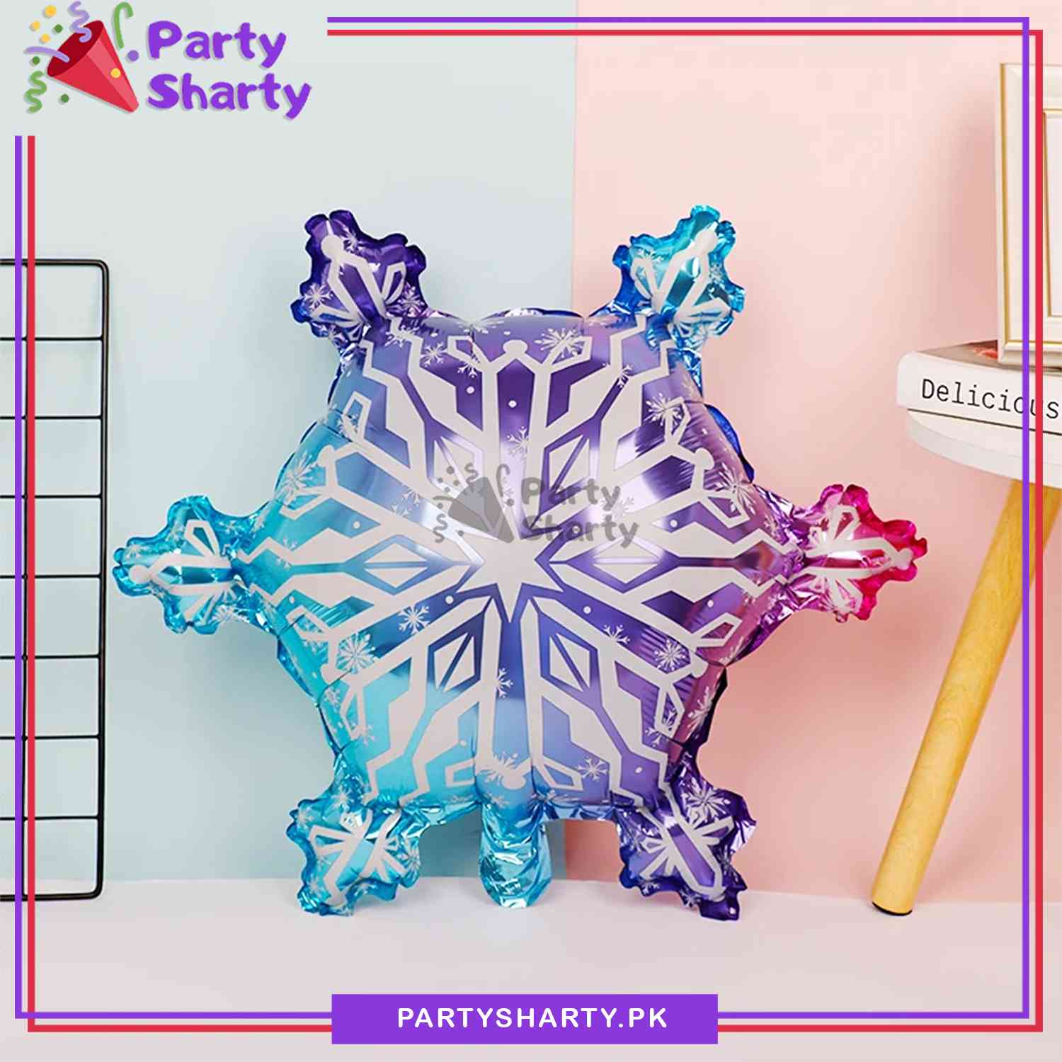Frozen Snow Flake Shaped Foil Balloon for Frozen Theme Birthday Celebration and Decoration