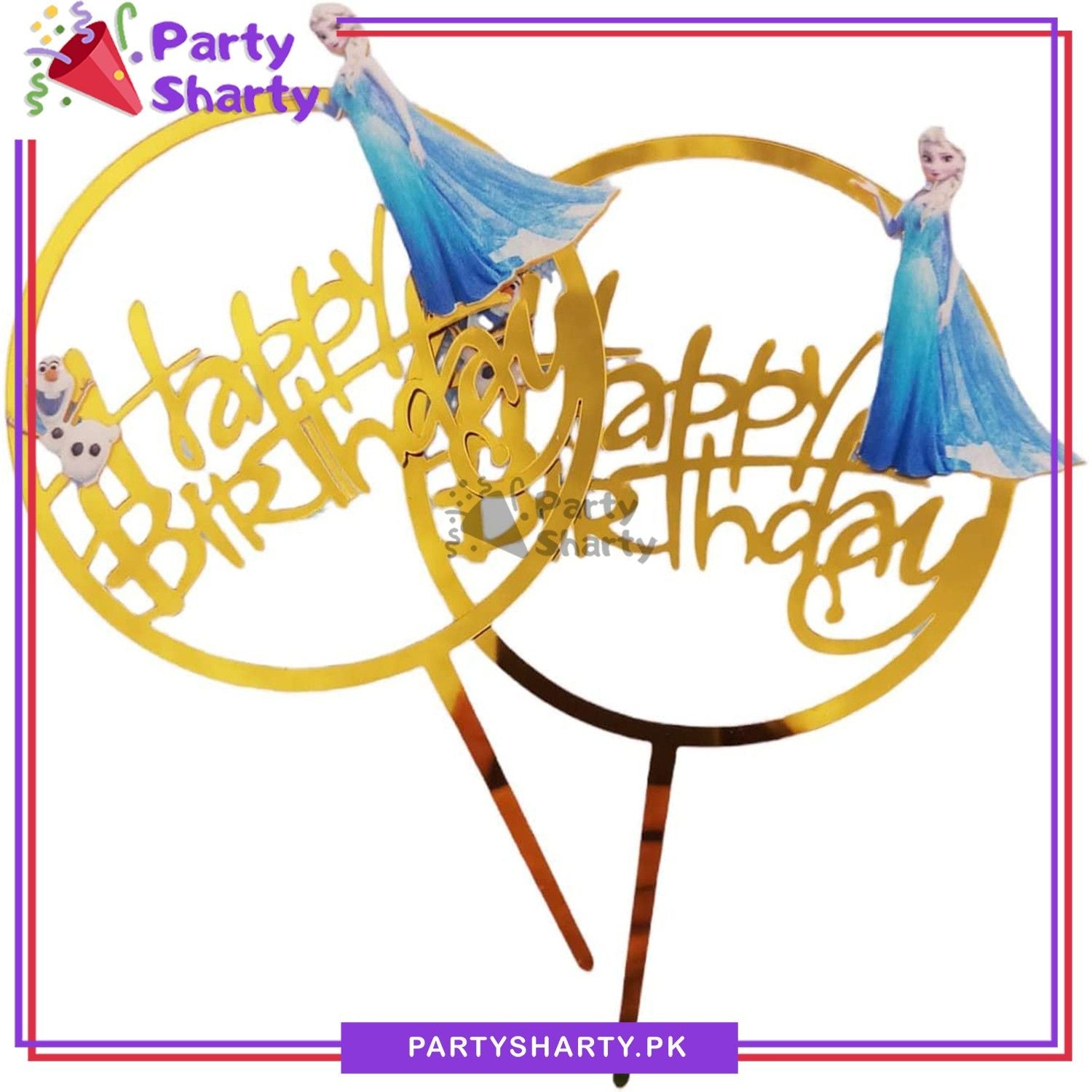 Frozen Theme Acrylic Cake Topper For Birthday Party Celebration and Decoration