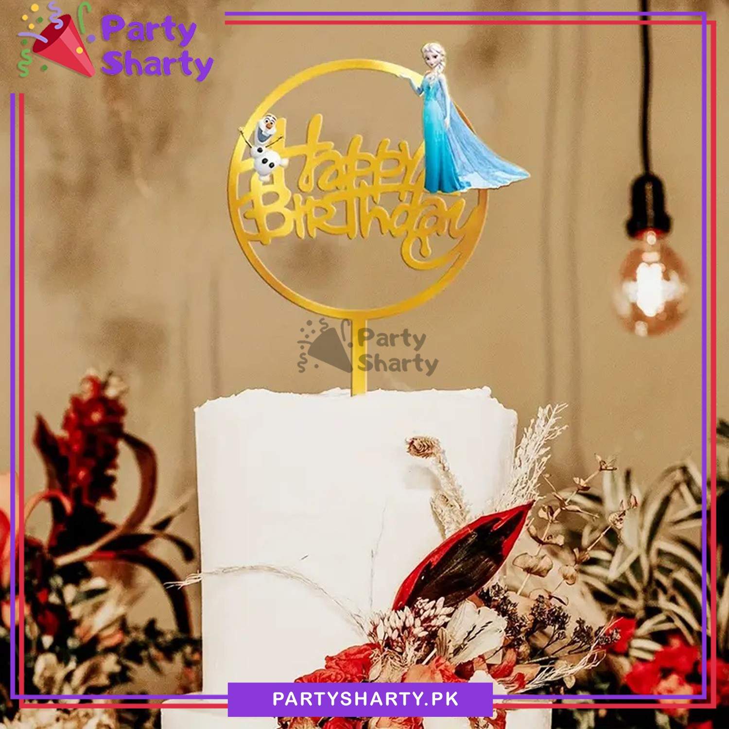 Frozen Theme Acrylic Cake Topper For Birthday Party Celebration and Decoration
