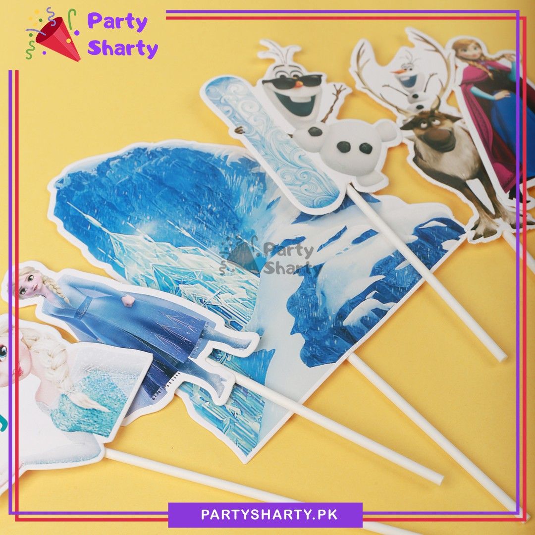 Frozen Theme Cake Topper Set of 6 for Frozen Theme Birthday Decoration and Celebration
