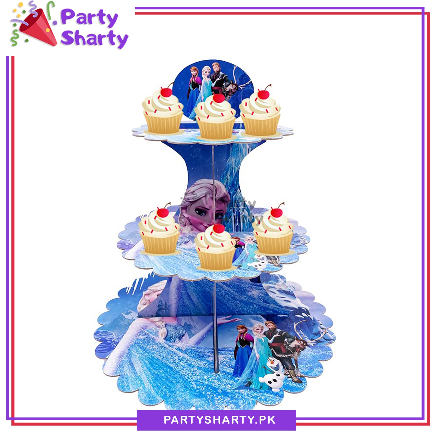 D-2 Frozen Theme Cupcake Stand For Theme Party Decoration and Celebration