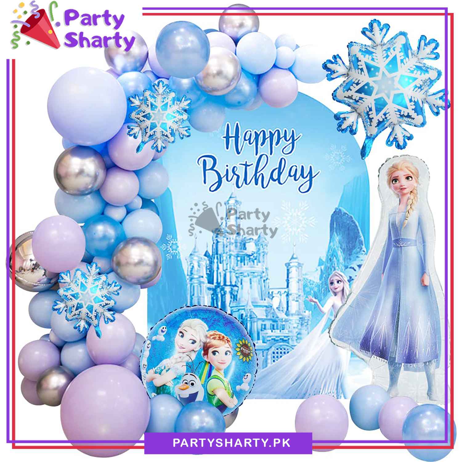 D-2 Happy Birthday Frozen Elsa Theme Set For Theme Based Birthday Decoration and Celebration