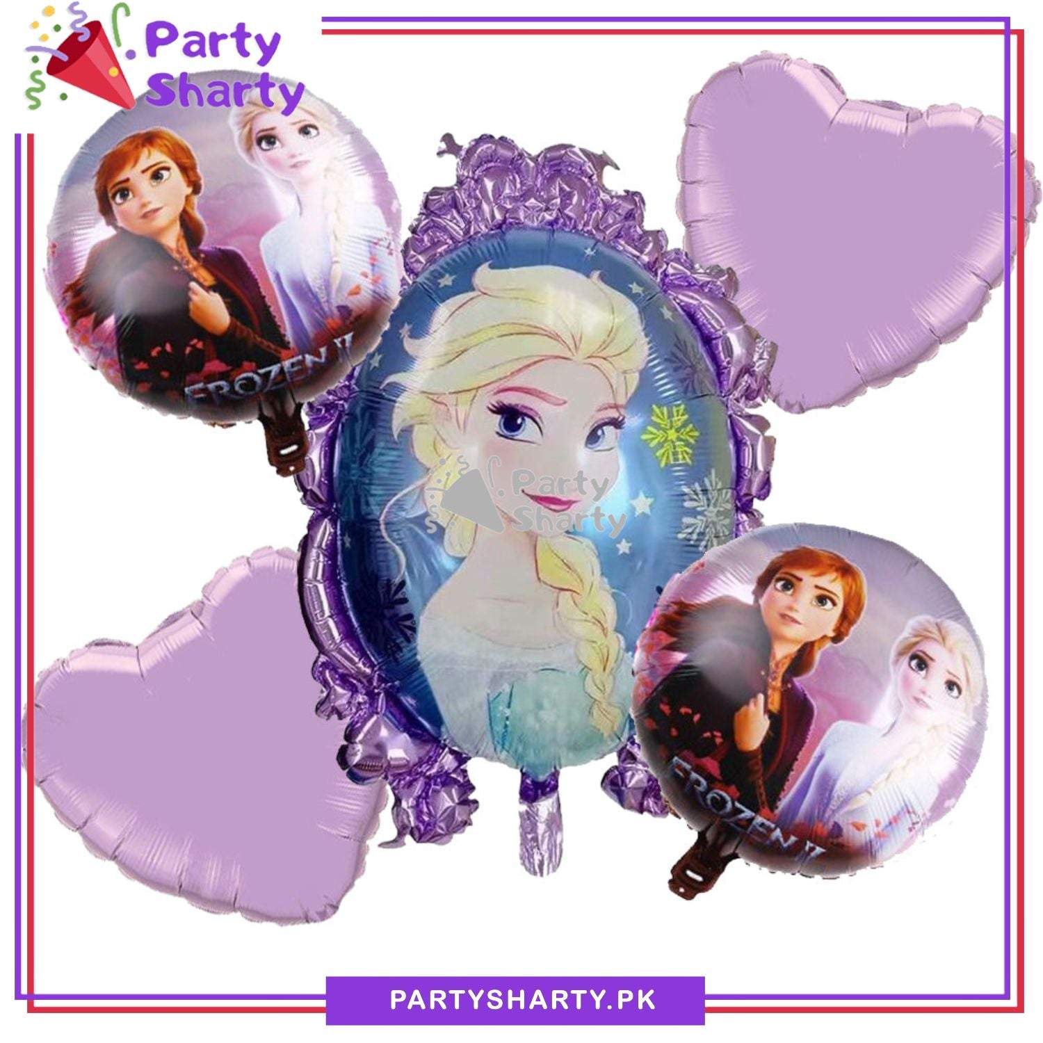 D-2 5pcs/set Frozen Elsa & Anna Foil Balloons For Frozen Theme Party Decoration and Celebration