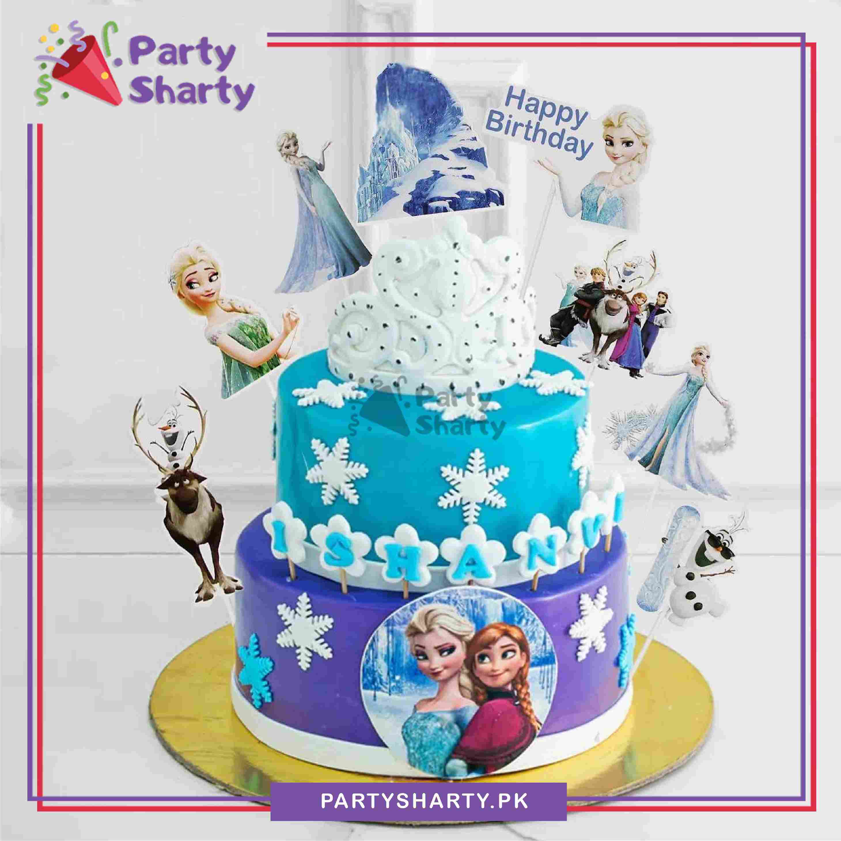 Frozen Theme Cake Topper Set of 8 for Frozen Theme Birthday Decoration and Celebration