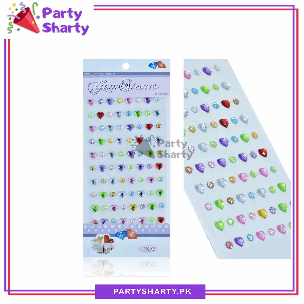 GEMS Stones Stickers with Hearts Shaped For Whimsical Birthday Celebration