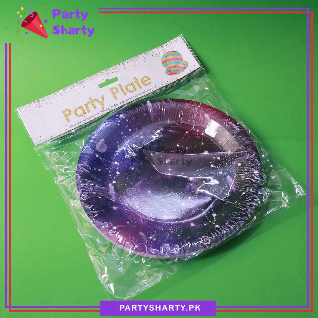 Galaxy Theme Paper Plates Pack of 10 for Outer Space Theme Party Decoration & Celebration