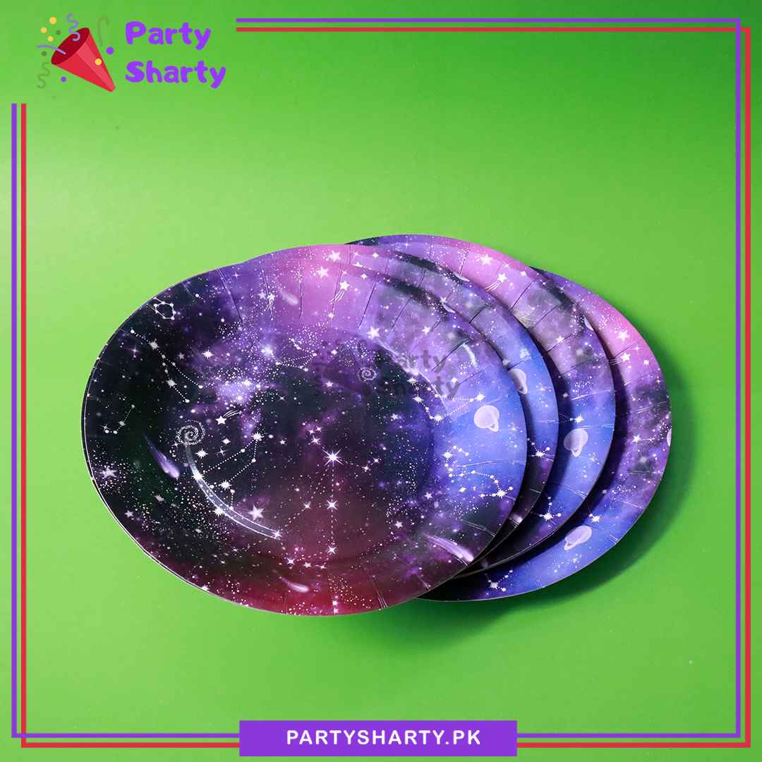 Galaxy Theme Paper Plates Pack of 10 for Outer Space Theme Party Decoration & Celebration