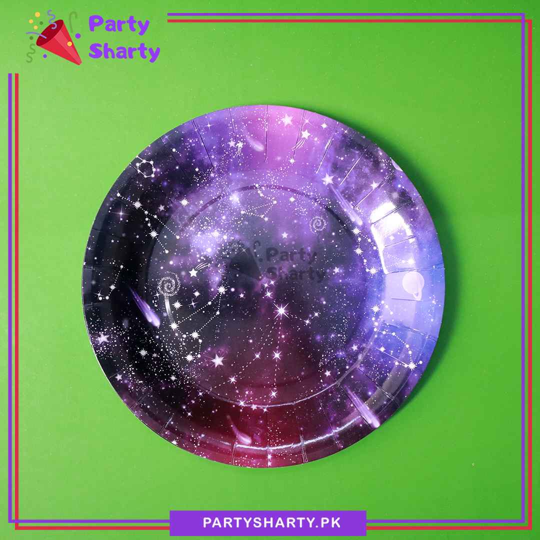Galaxy Theme Paper Plates Pack of 10 for Outer Space Theme Party Decoration & Celebration