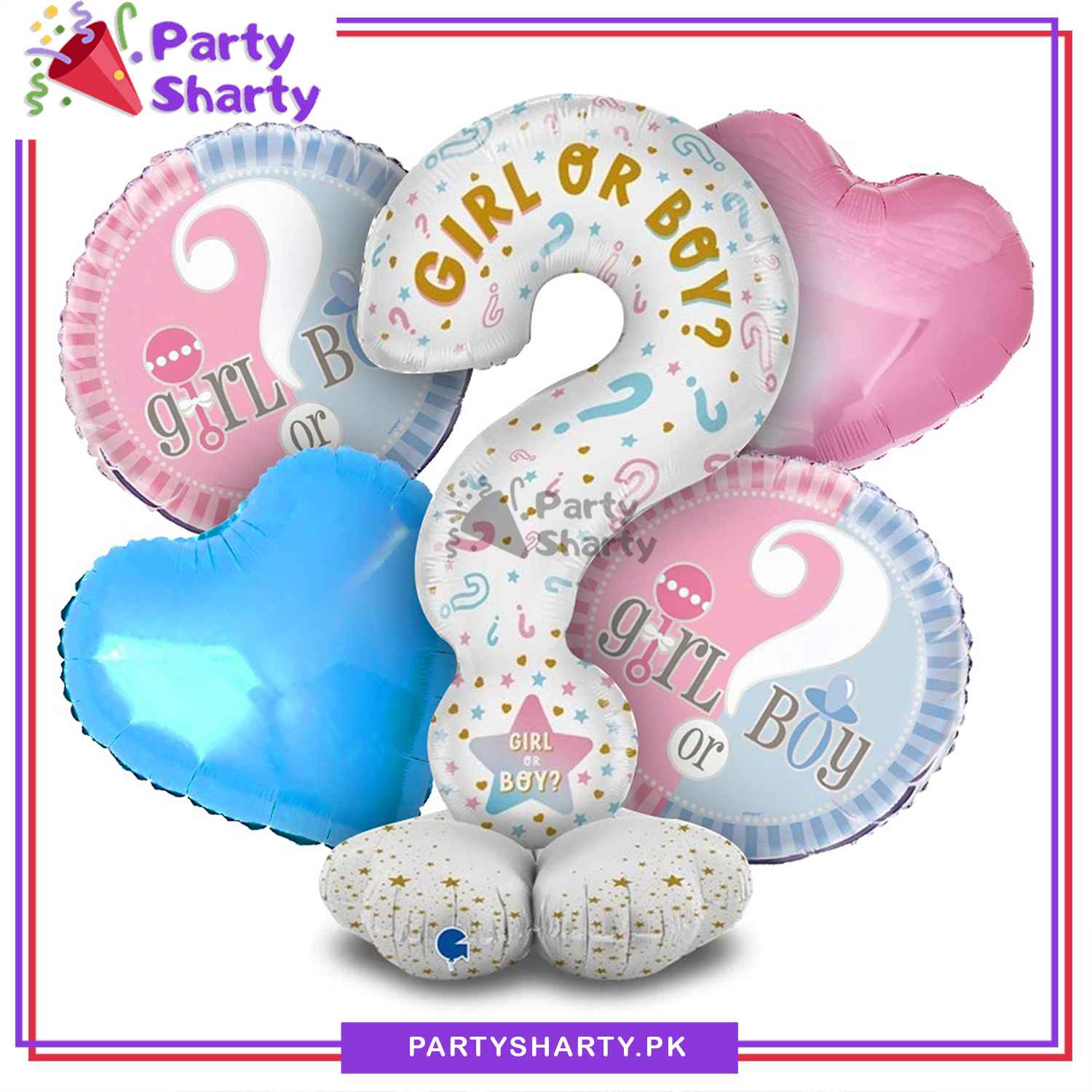 Stylish Boy or Girl Gender Reveal Question Mark Foil Balloon set of 5 For Baby Shower and Gender Reveal Decoration and Celebrations