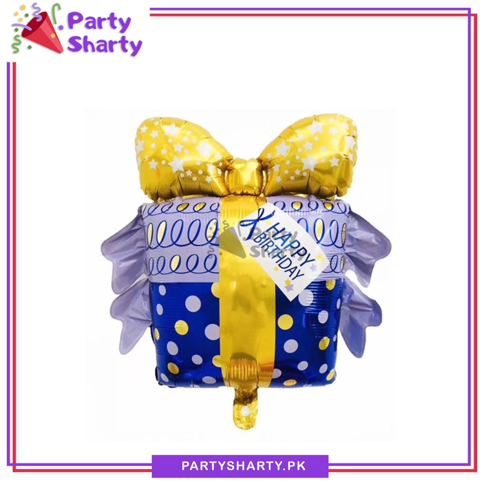 Gift Present Shaped Happy Birthday Printed Foil Balloon For Party Decoration & Celebrations