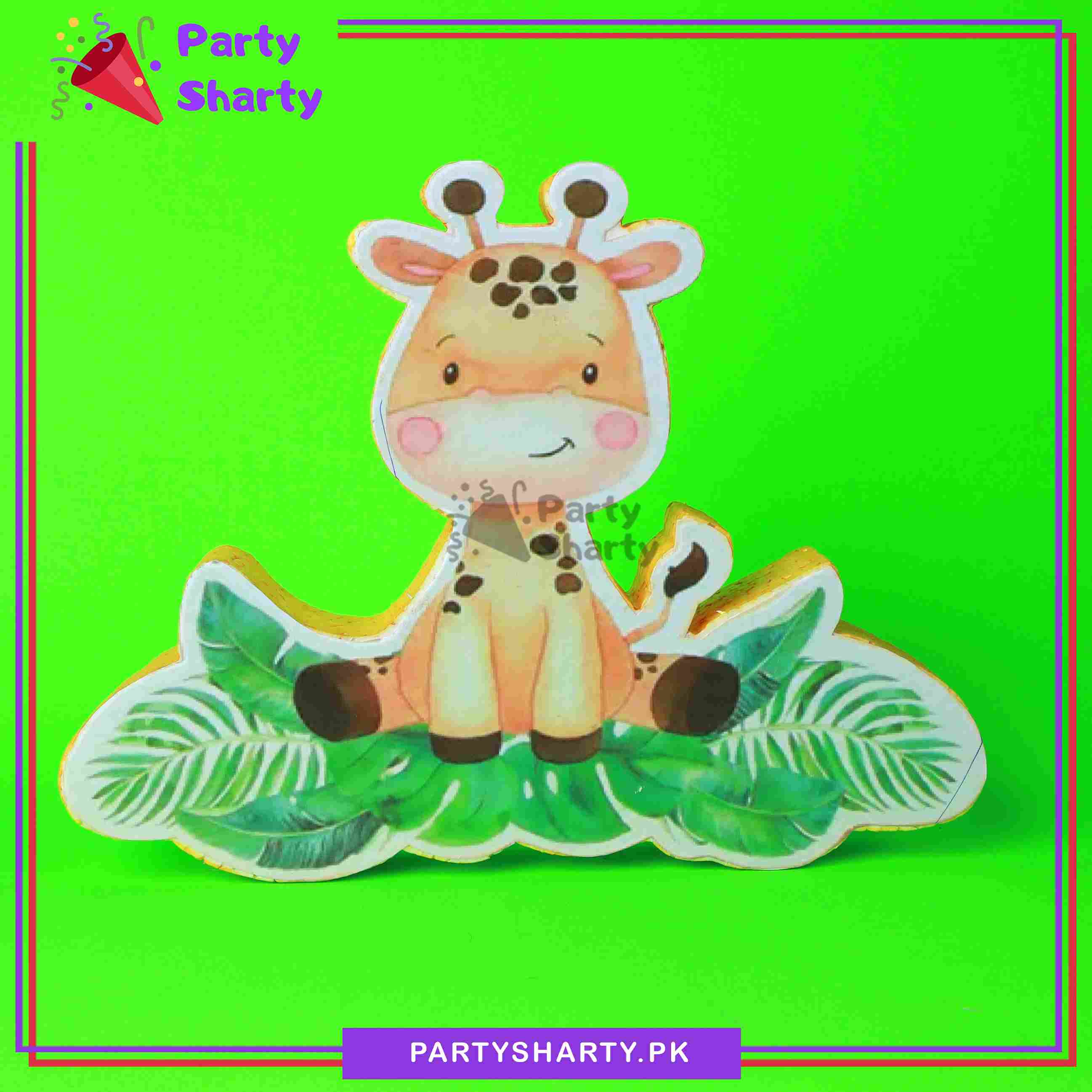 Giraffe with Leaves Thermocol Standee For Jungle / Safari Theme Based Birthday Celebration and Party Decoration