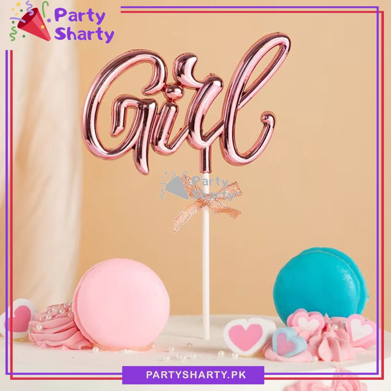 Girl Cake Topper for Welcome Baby, Baby Shower or Gender Reveal Party Decoration