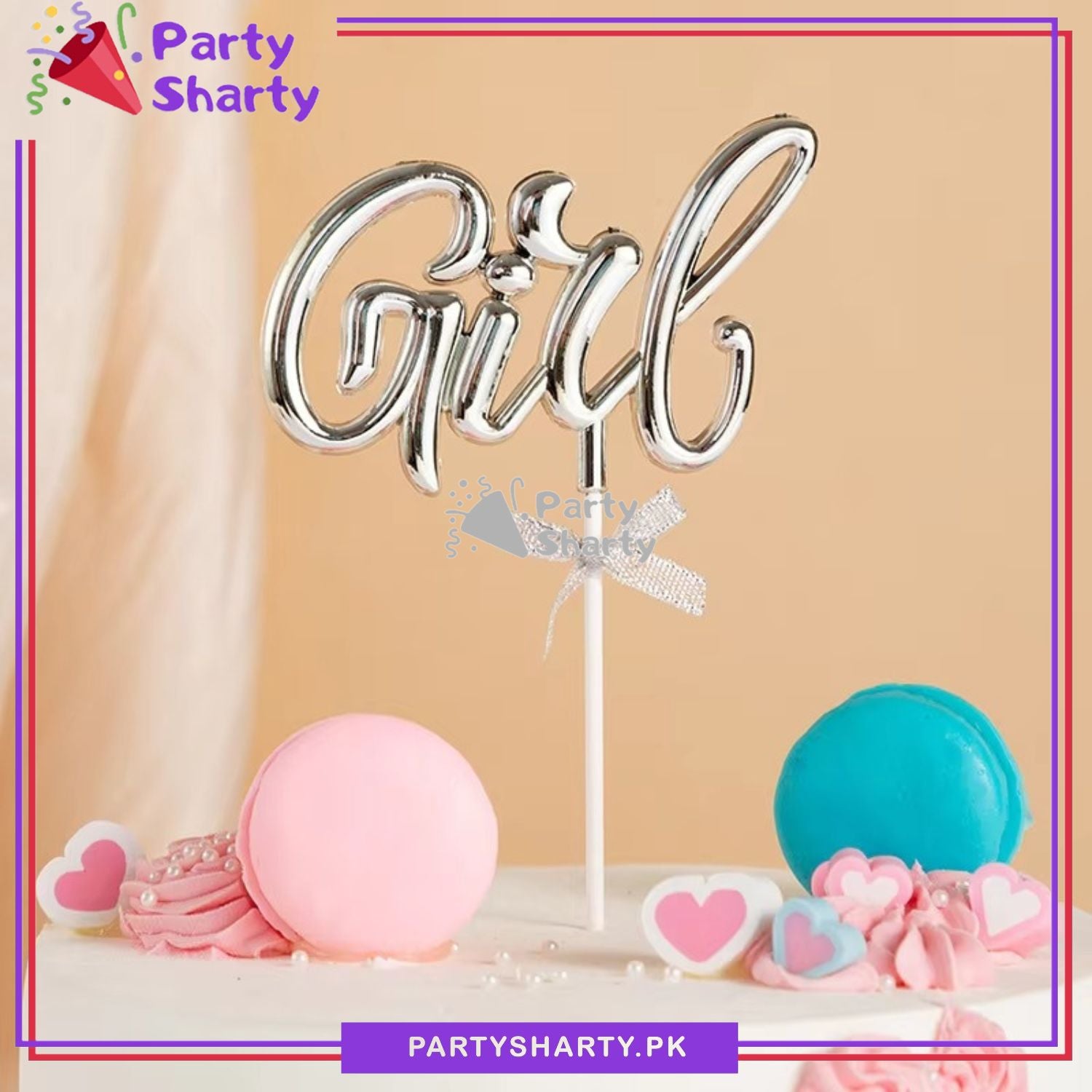 Girl Cake Topper for Welcome Baby, Baby Shower or Gender Reveal Party Decoration