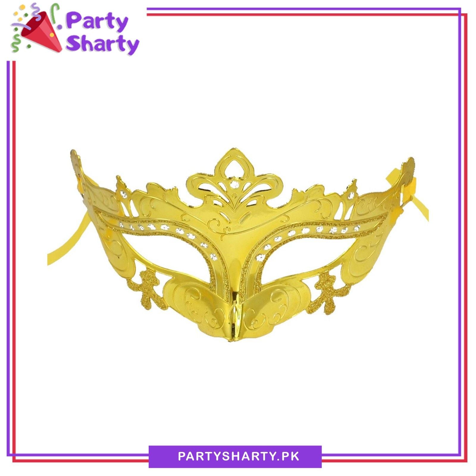 Glitter Golden & Silver Masquerade Mask For Party Events & Celebration