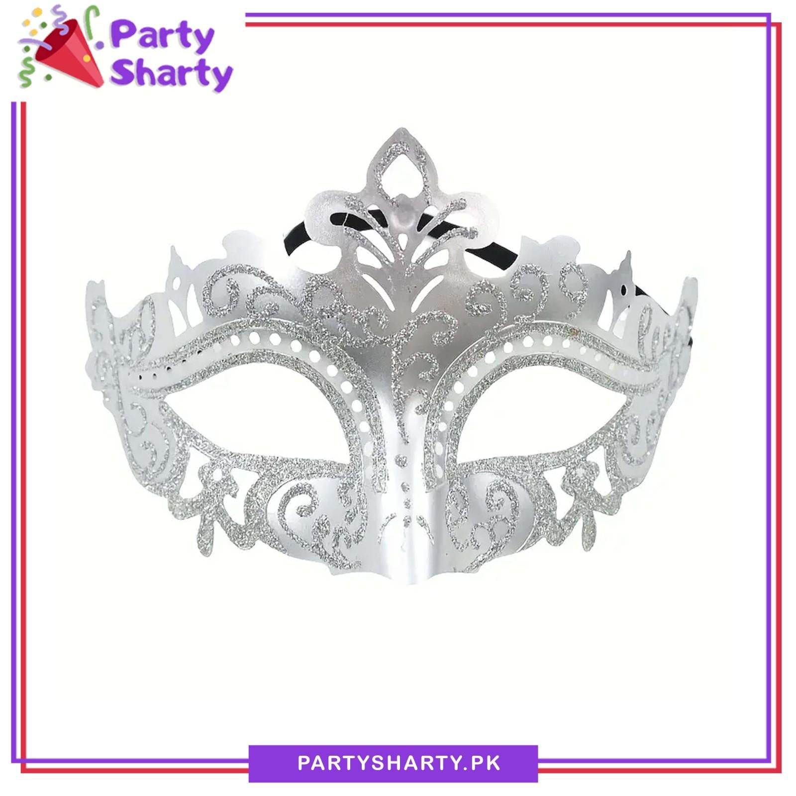 Glitter Golden & Silver Masquerade Mask For Party Events & Celebration