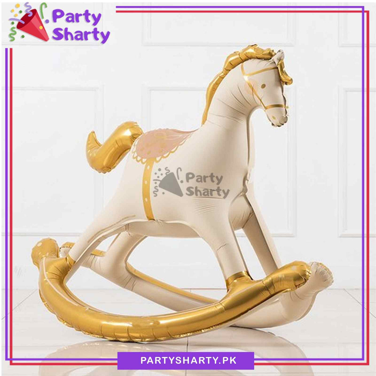 D-2 Golden Rocking Horse Foil Balloon For Welcome Baby Theme Party Decoration