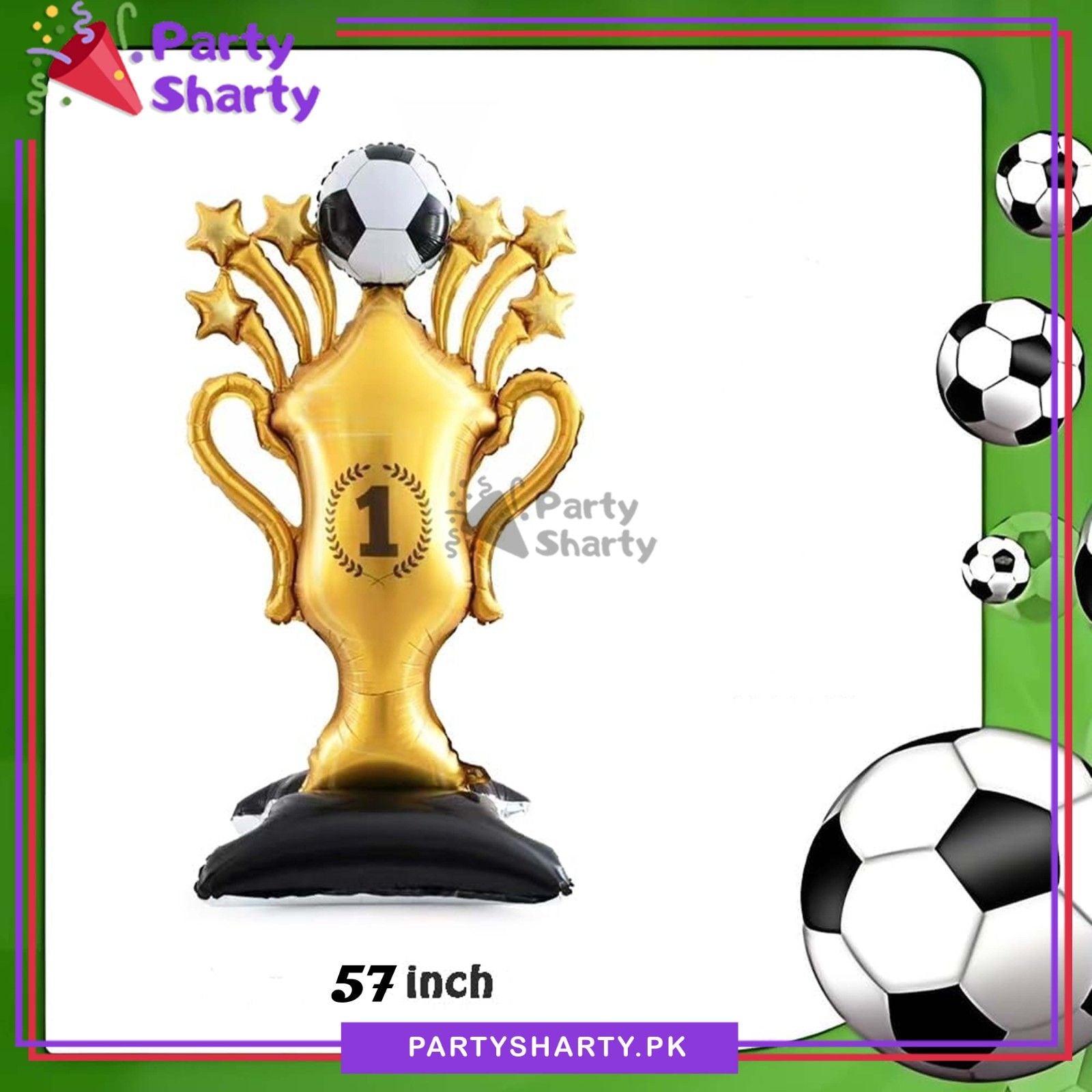 Champion # 1 Trophy Foil Airloonz Balloon For Foot Ball Theme Birthday Decoration & Celebration