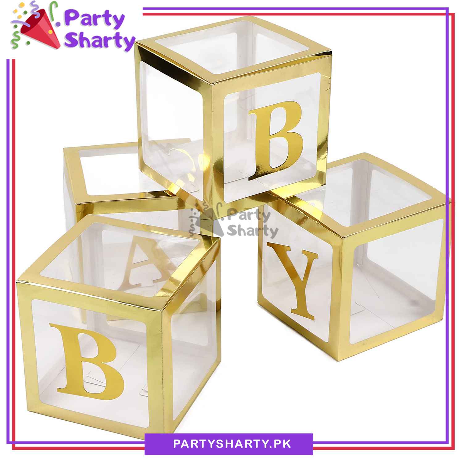 Golden Color BABY Box, DIY Transparent Baby Boxes for First Birthday, Welcome Baby, Gender Reveal, Baby Shower Party Decorations
