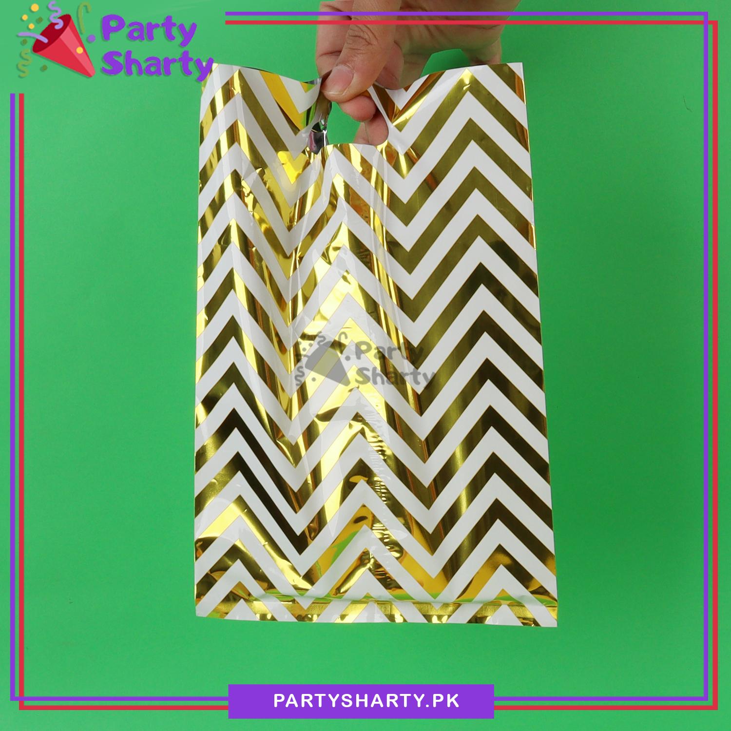 Golden Color Zigzag Goody Bags for Birthday Party Decoration and Celebration