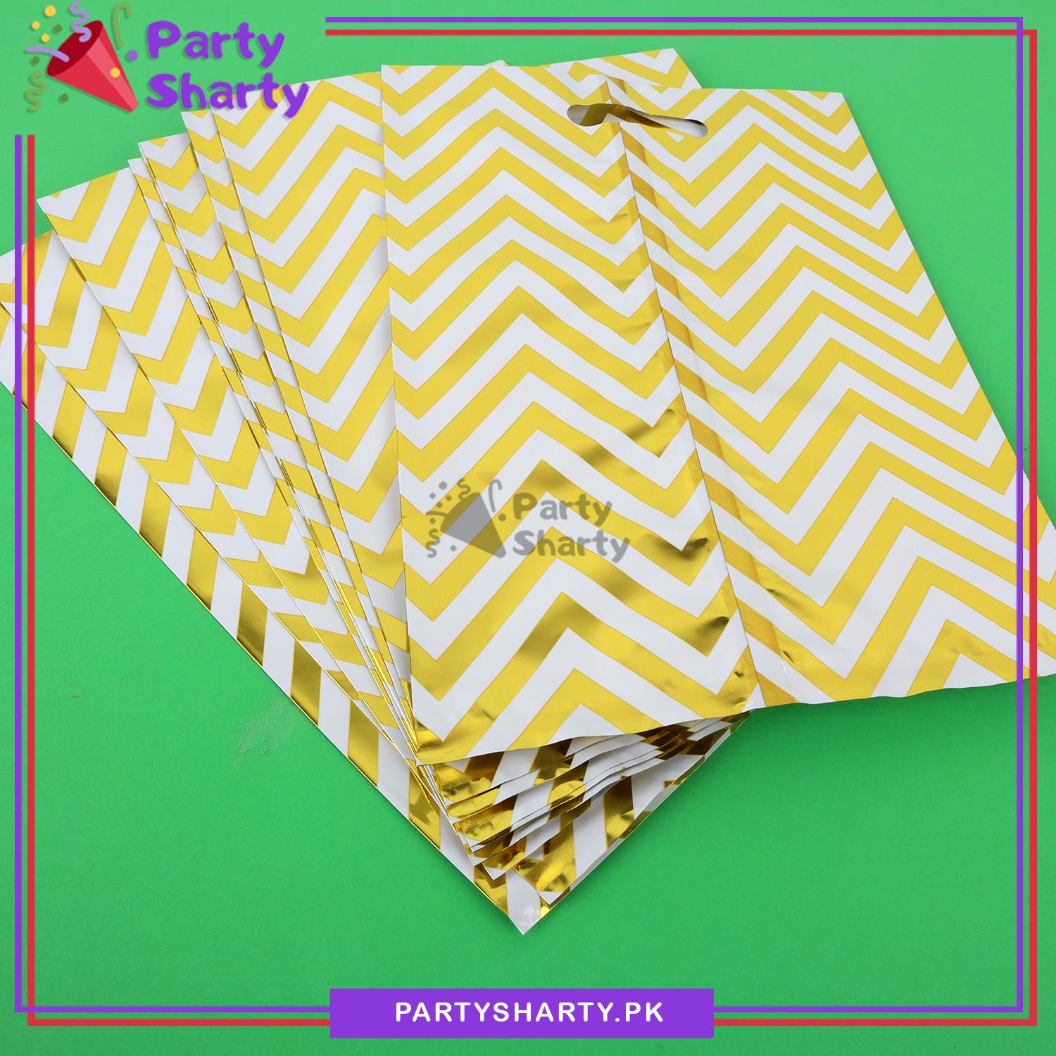 Golden Color Zigzag Goody Bags for Birthday Party Decoration and Celebration