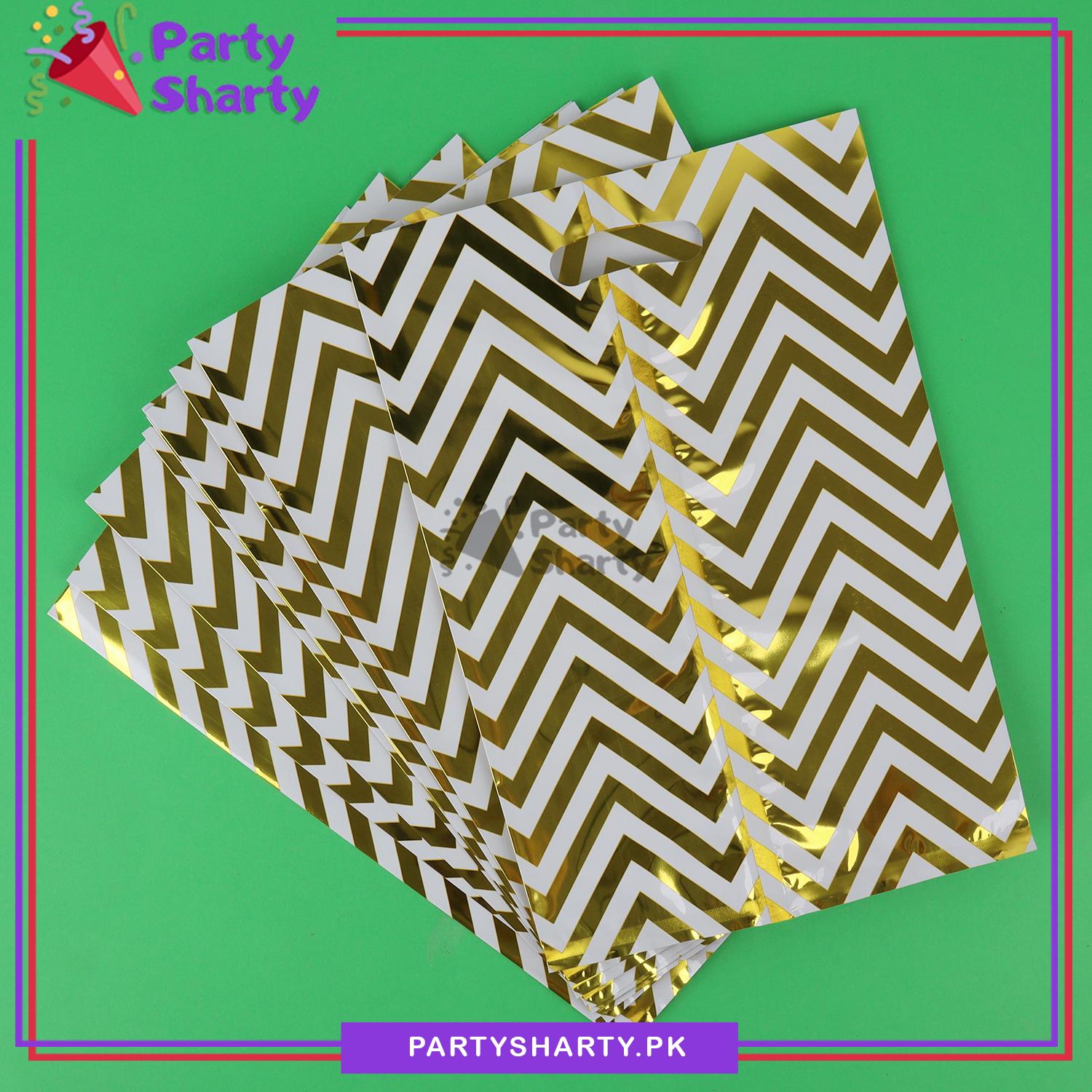 Golden Color Zigzag Goody Bags for Birthday Party Decoration and Celebration