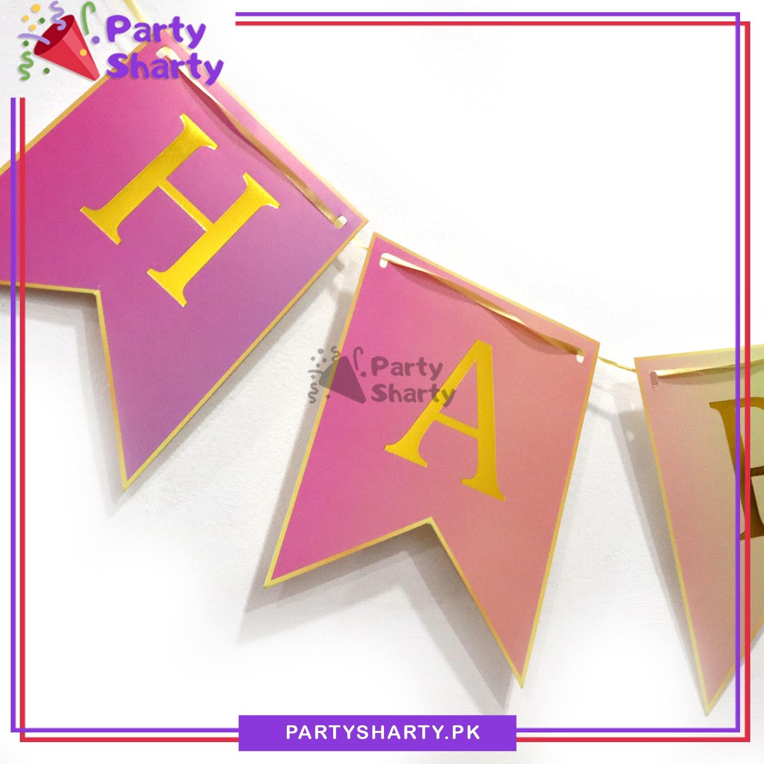 Golden Foil Printed Multi Happy Birthday Card Banner for Birthday Party Decoration