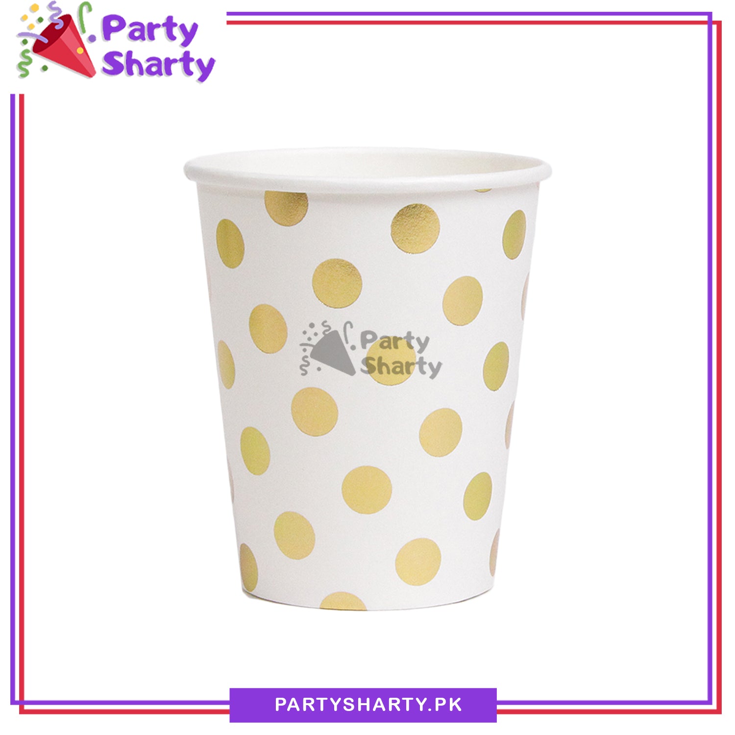 Golden Dots Printed Paper Cups / Glass For Party Decoration and Celebration