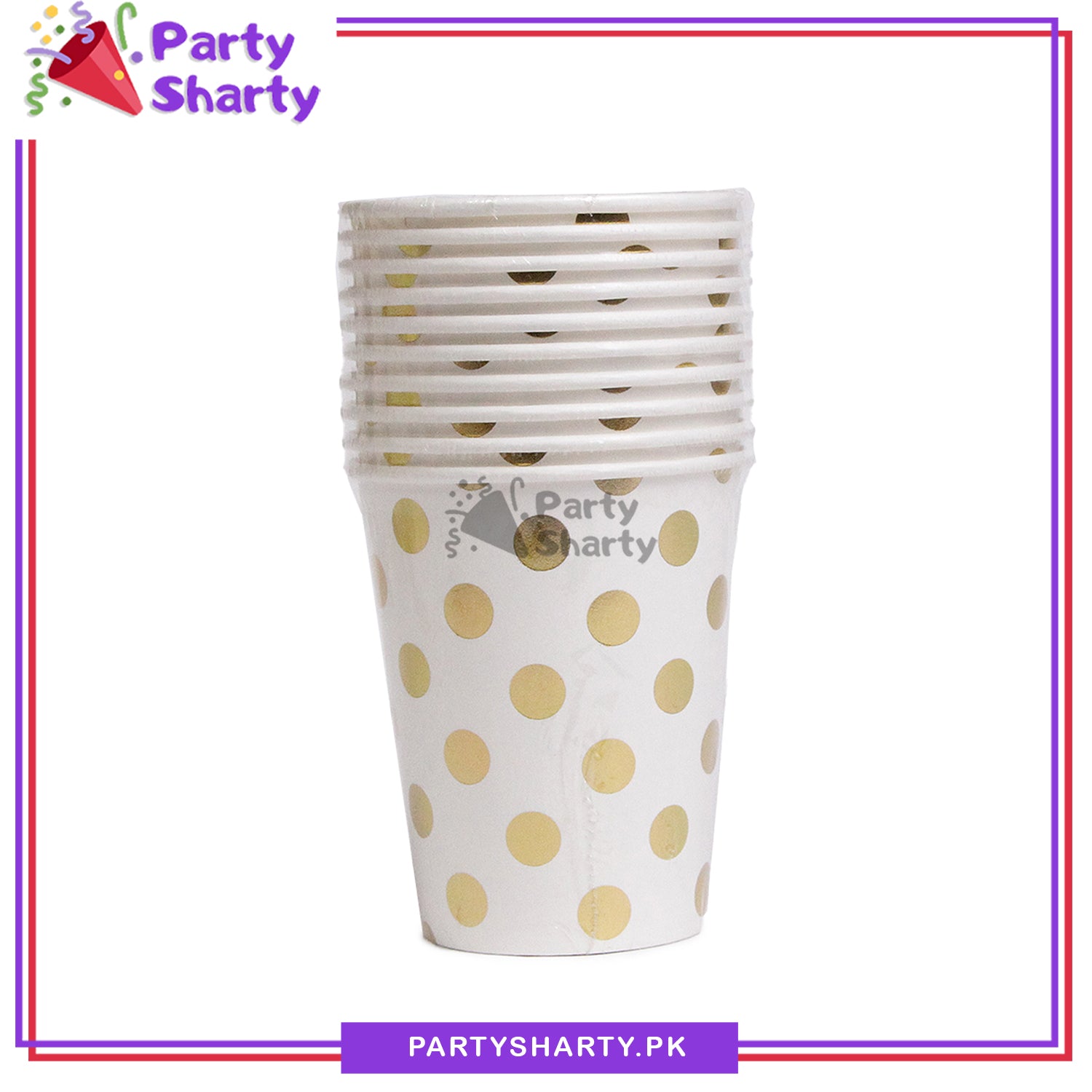 Golden Dots Printed Paper Cups / Glass For Party Decoration and Celebration