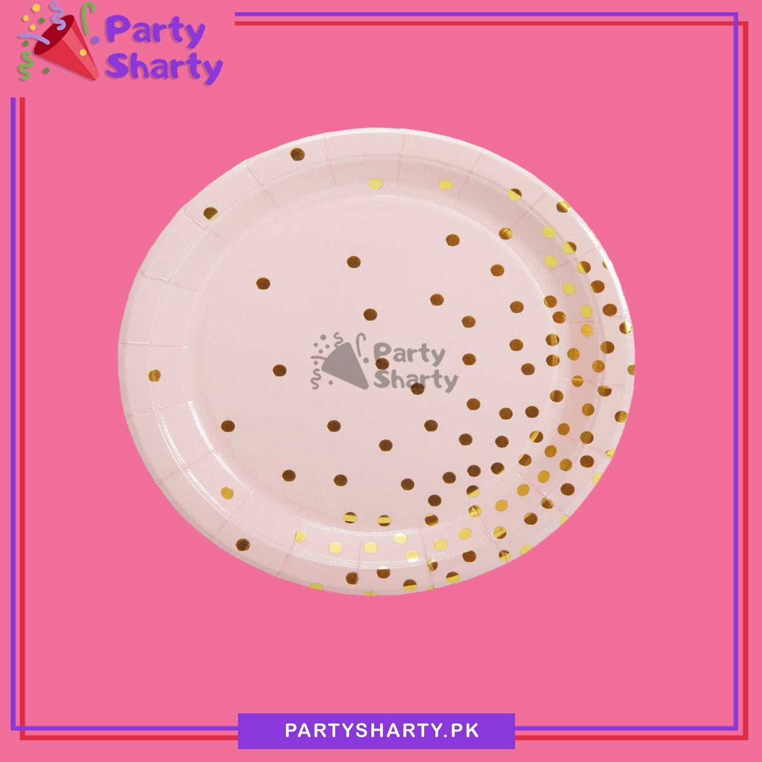 Large Golden Polka Dots Printed Paper Plates For Party Decoration and Celebration