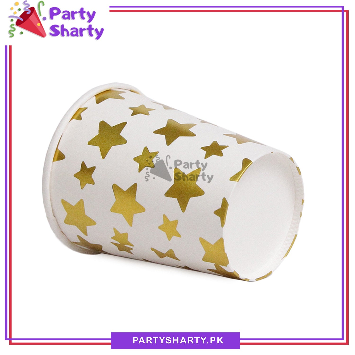Golden Star Printed Paper Cups / Glass For Party Decoration and Celebration
