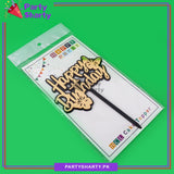 Golden & Black Happy Birthday Double Layer Butterfly Theme Acrylic Cake Topper for Birthday Celebration